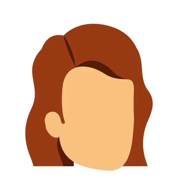 Silueta colorida de la mujer sin rostro con el pelo rojo corto ondulado — Vector de stock