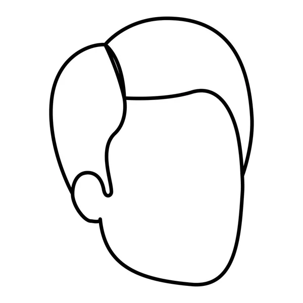 Boceto silueta del hombre sin rostro con corte de pelo lado partido — Vector de stock