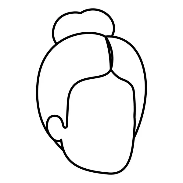 Croquis silhouette de femme sans visage avec des cheveux de chignon — Image vectorielle