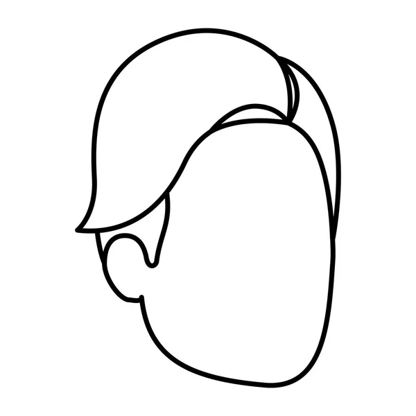 Boceto silueta del hombre sin rostro con flecos laterales del pelo — Vector de stock