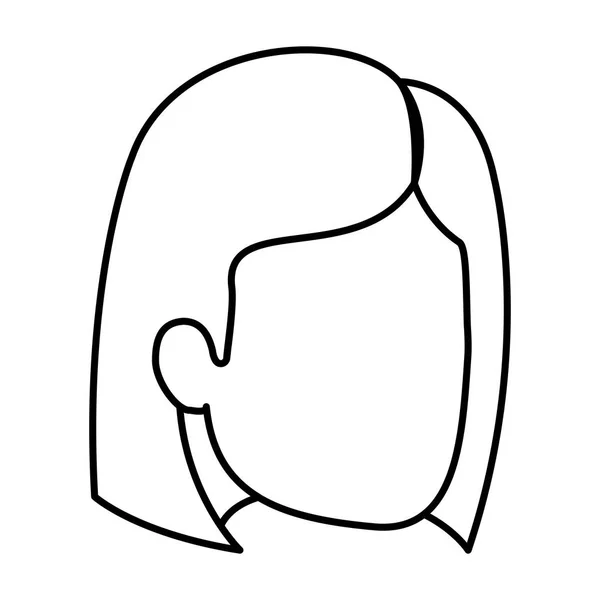 Skiss siluett av kvinna ansiktslösa med hår och svamp cut — Stock vektor