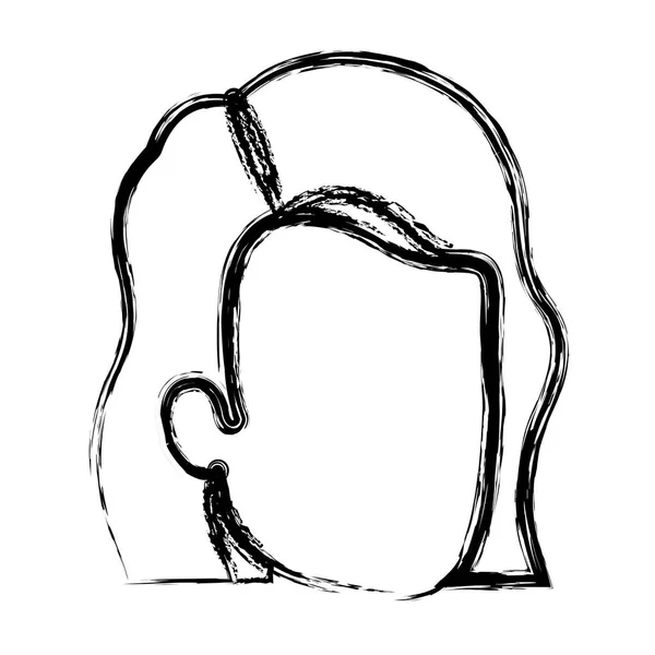 Silueta borrosa de la mujer sin rostro con el pelo corto ondulado — Vector de stock