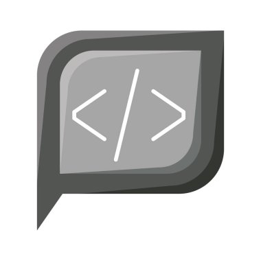 gri tonlamalı siluet diyalog ile kuyruk köşeli ayraç simgesi olan kare