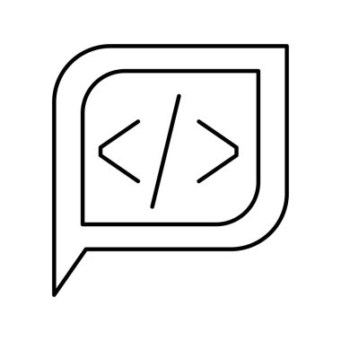 tek renkli siluet diyalog ile kuyruk köşeli ayraç simgesi olan kare