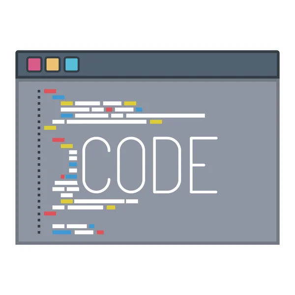 Silhueta de cores da janela de programação com script de código —  Vetores de Stock