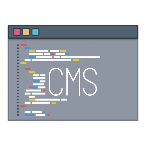 Silhouette a colori della finestra di programmazione con codice script cms — Vettoriale Stock
