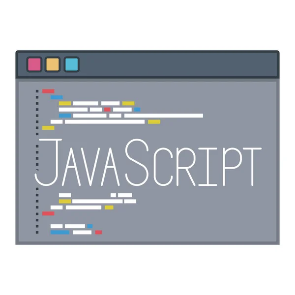 Silhouette a colori della finestra di programmazione con codice JavaScript — Vettoriale Stock