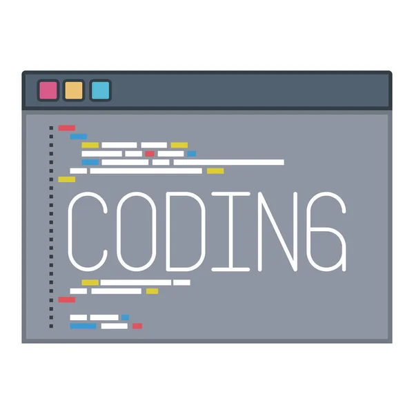 Silhouette a colori della finestra di programmazione con script di codifica — Vettoriale Stock
