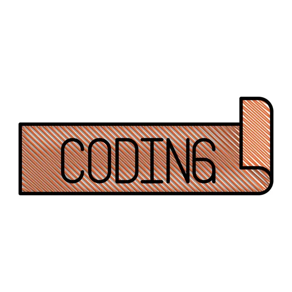 Farbstift Silhouette Etikett Text der Codierung — Stockvektor