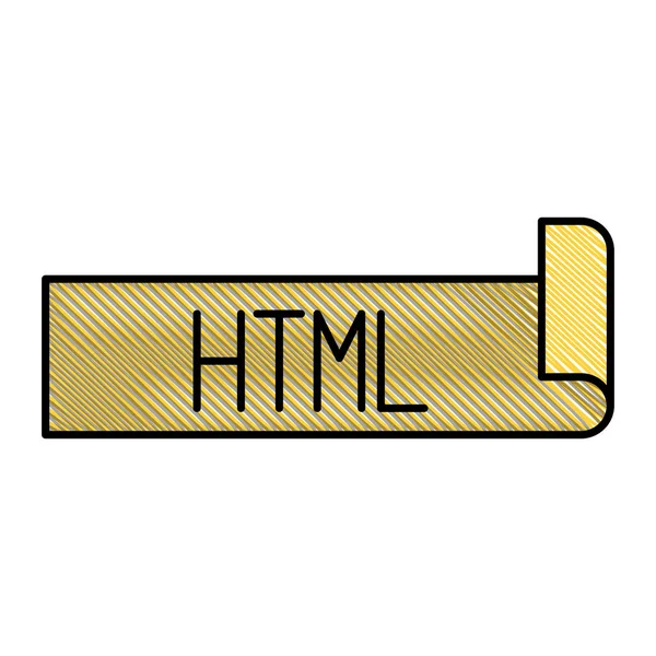 Cor lápis silhueta etiqueta texto de html — Vetor de Stock