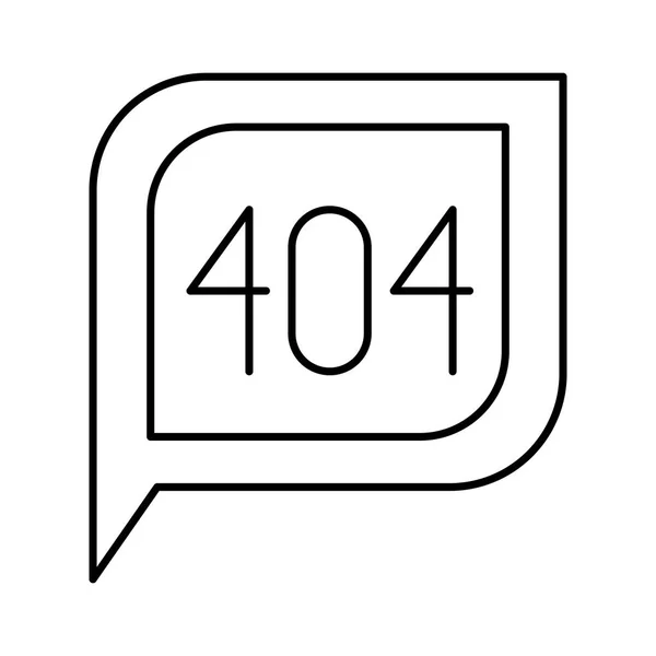 Monochrome silhouette dialogue square with tail with 404 not found symbol — Stock Vector