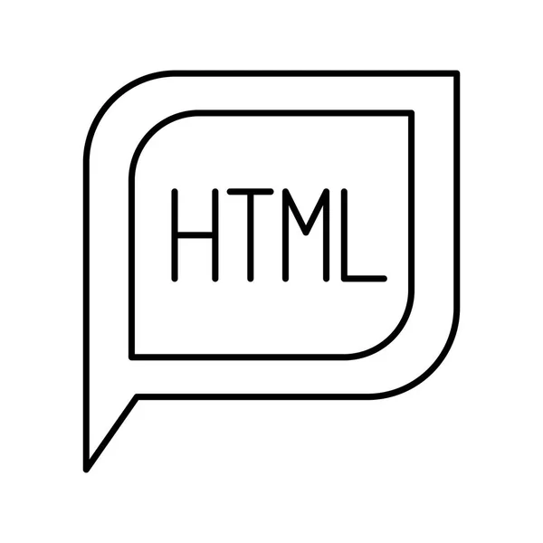 Silhueta monocromática diálogo quadrado com cauda com símbolo html — Vetor de Stock