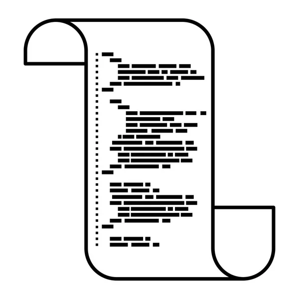 Монохромный силуэт непрерывного листа с печатным исходным кодом крупным планом — стоковый вектор