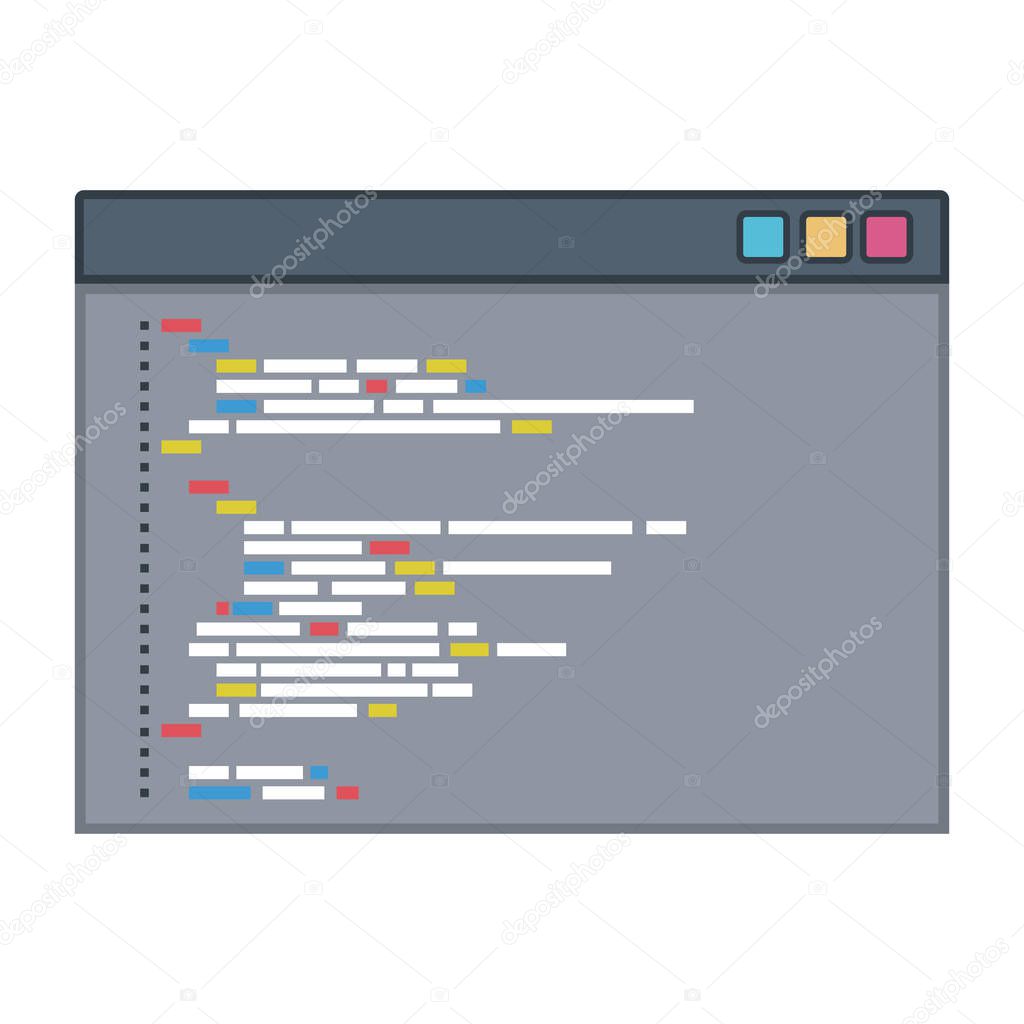 color silhouette of programming window with script code