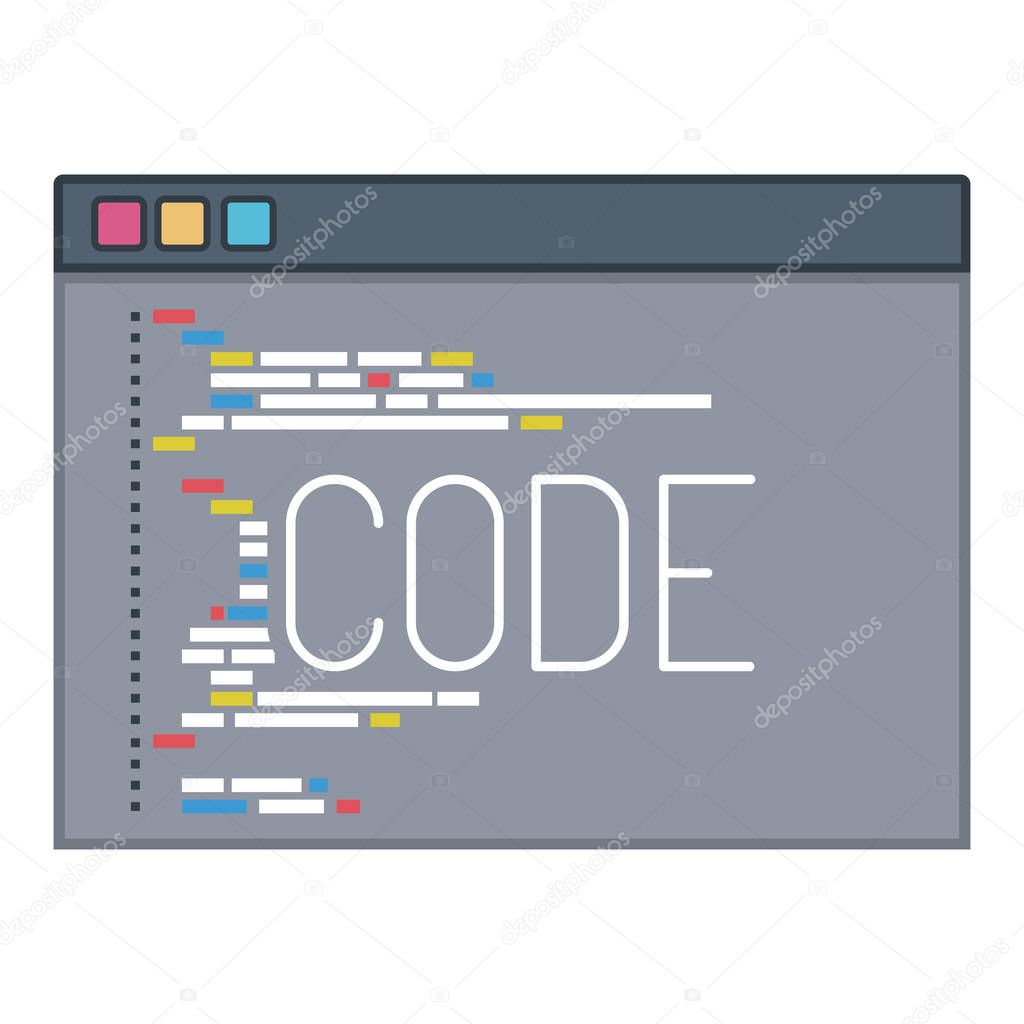 color silhouette of programming window with script of code