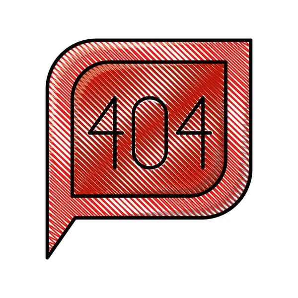 Färgat ritstift siluett dialog square med svans med 404 hittades inte symbol — Stock vektor