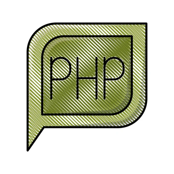 Färgat ritstift siluett dialog fyrkantig med svans med php symbol — Stock vektor