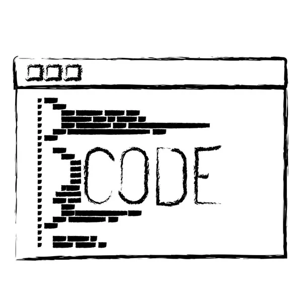 Silueta borrosa monocromática de la ventana de programación con script de código — Archivo Imágenes Vectoriales