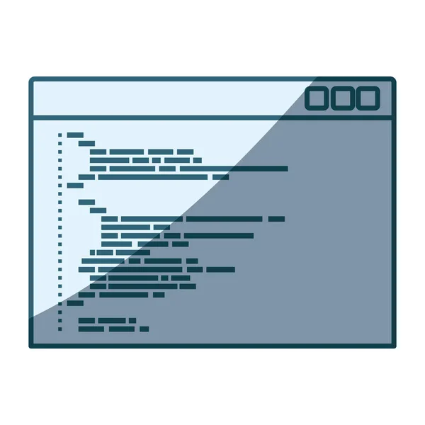 Silhouette blu di ombreggiatura della finestra di programmazione con codice script — Vettoriale Stock