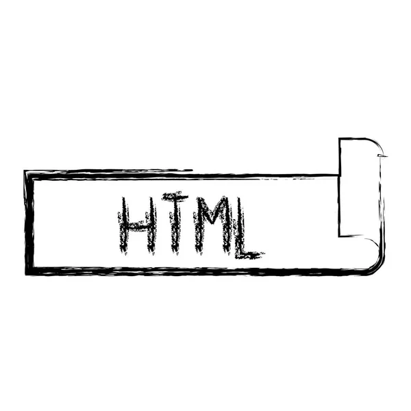 Silueta borrosa monocromo etiqueta texto de html — Archivo Imágenes Vectoriales