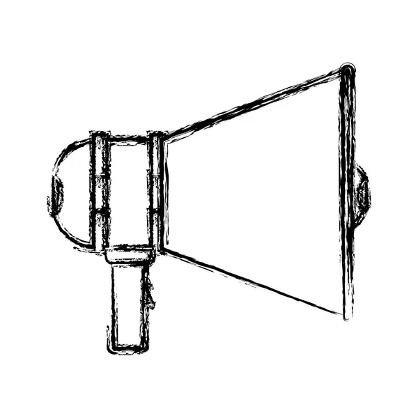 ハンドル付きメガホン アイコンのモノクロのぼやけたシルエット — ストックベクタ