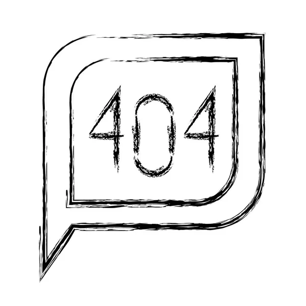 Zwart-wit silhouet dialoog vierkante met staart met 404 niet gevonden symbool wazig — Stockvector