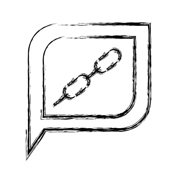 单色模糊轮廓对话广场带尾链链接符号 — 图库矢量图片