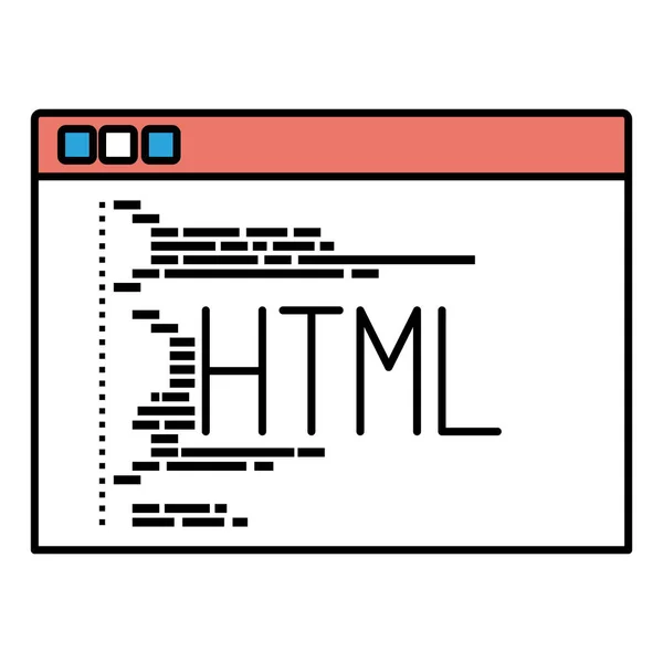 スクリプト コードを html のプログラミング ウィンドウのシルエット カラー セクション — ストックベクタ