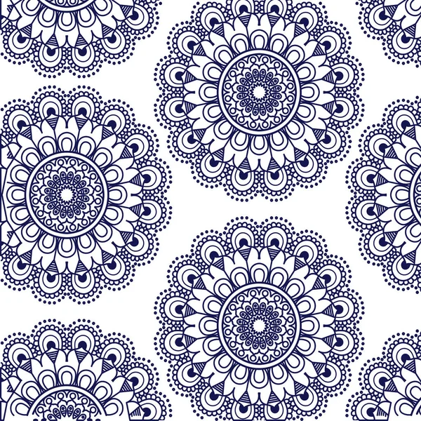 Patroon donker blauwe bloem mandala vintage decoratieve sieraad — Stockvector