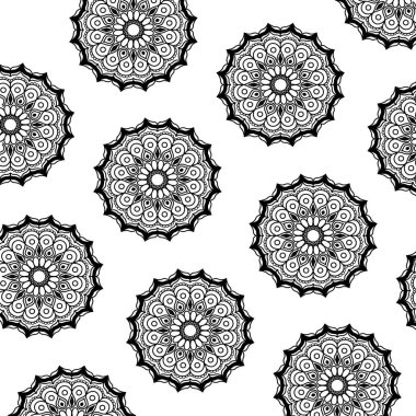 desen siyah siluet tasarlamak çiçek mandala vintage dekoratif süs