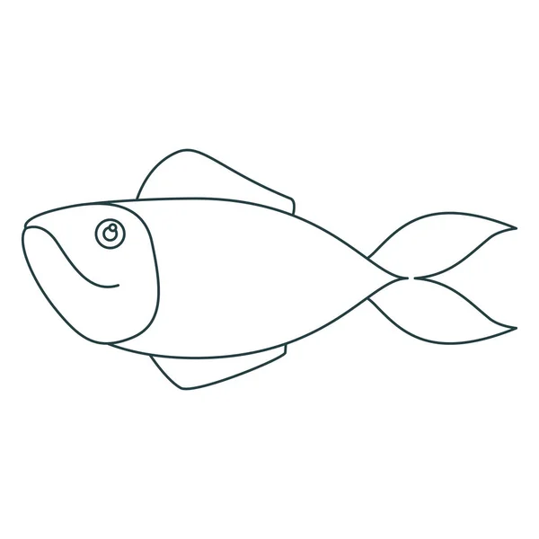 Contour monochrome du poisson saumon — Image vectorielle