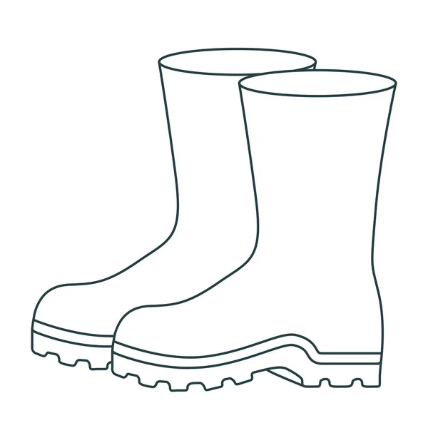 Contorno monocromatico di accessori stivali di plastica di pesca — Vettoriale Stock