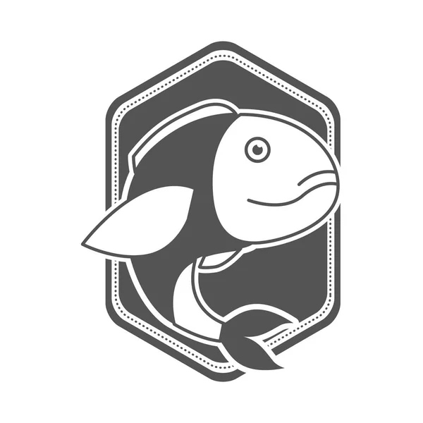 Monochrome Silhouette des diamantförmigen Emblems mit Barschfischen — Stockvektor