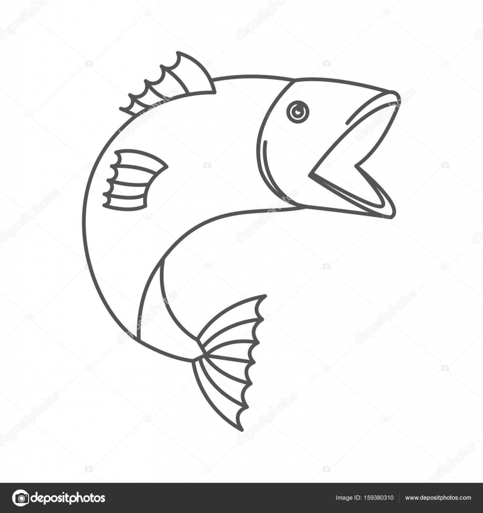 Download sketch silhouette of open mouth trout fish — Stock Vector ...