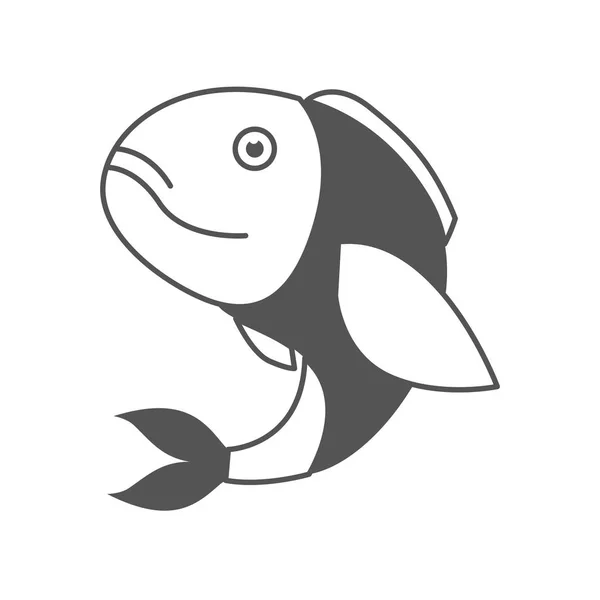 Silhouette monochrome de poisson basse — Image vectorielle