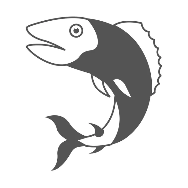 Silueta monocromática de pescado de trucha — Vector de stock
