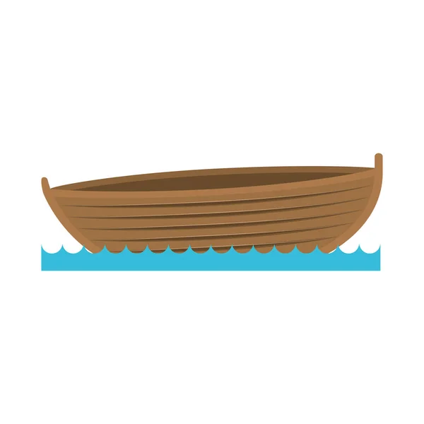 Kleur silhouet houten vissersboot in lake — Stockvector