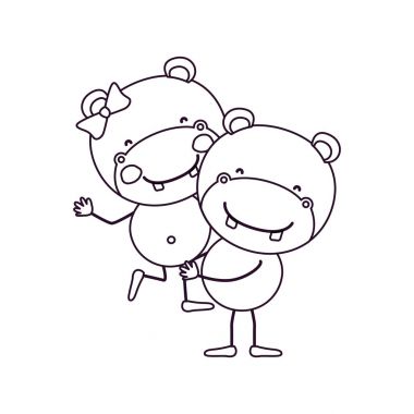 birinin diğer sevimli hayvanlar elinde seviyorum suaygırları çift kontur karikatür kroki