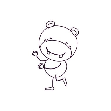 dans şirin su aygırı ile kontur karikatür kroki