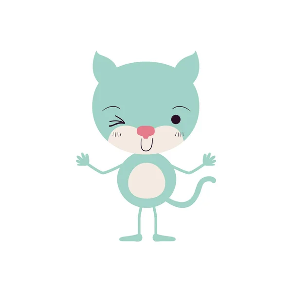 彩色漫画的可爱小猫咪眨眼睛表达 — 图库矢量图片