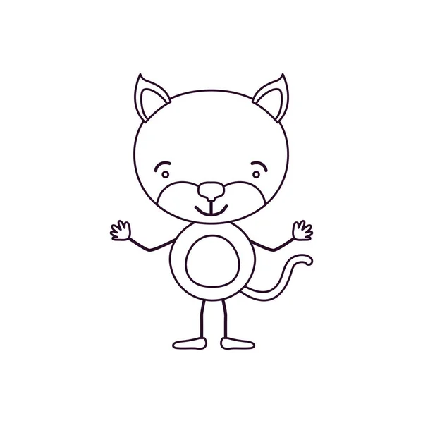 草绘轮廓漫画的可爱小猫幸福表达 — 图库矢量图片