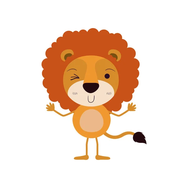 Bunte Karikatur des niedlichen Löwenaugenzwinkerns — Stockvektor