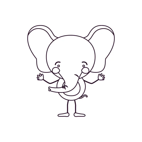 Boceto contorno caricatura de elefante lindo felicidad expresión — Vector de stock