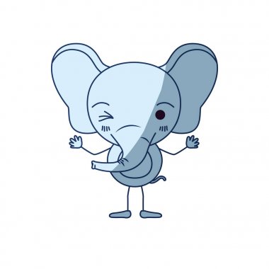 mavi renk sevimli fil gölgelendirme siluet karikatürü wink göz ifade