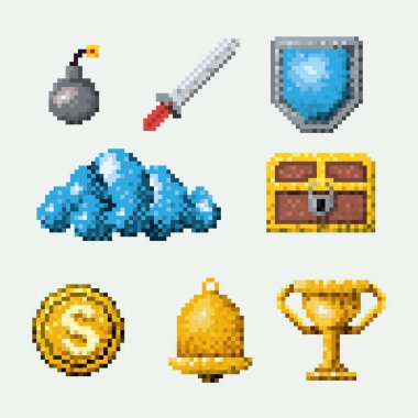 öğeleri kümesi pixelated renk arcade oyunu