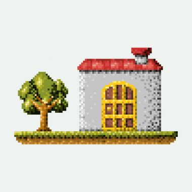 renk pixelated çayır ağaç evde