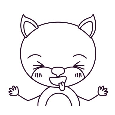 siluet karikatür yarım vücut şirin kedi ifade dilini kroki