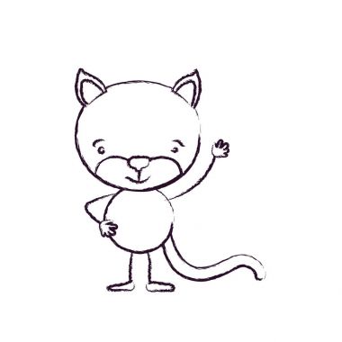 siluet karikatür kedi huzur ifade ve bir el kadar bulanık