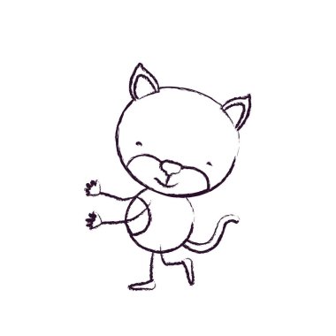 şirin kedi yavrusu dans ile bulanık kroki kontur karikatür
