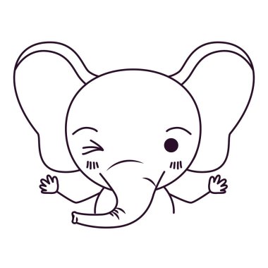 yarım vücut sevimli fil wink göz ifade siluet karikatür kroki